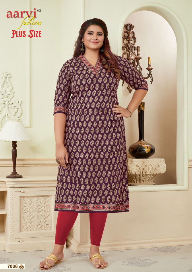 Aarvi Plus Size Vol 2 Regular Wear Wholesale Printed Kurtis
